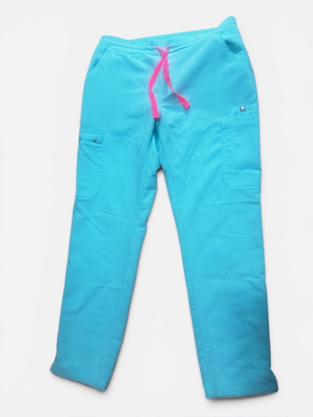 FIGS Yola Skinny Straight Leg Scrub Pants Neon Blue Small Petite SP